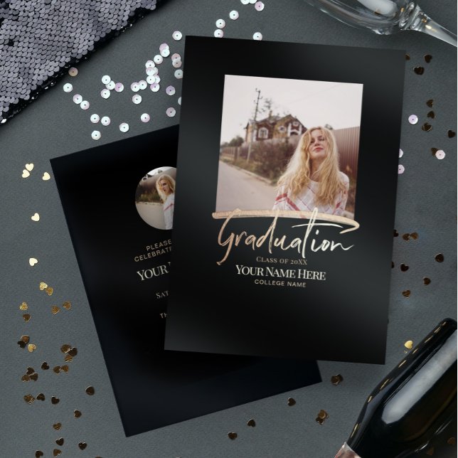 Flyer Invitaciones de foto de graduación elegante y mode (Subido por el creador)
