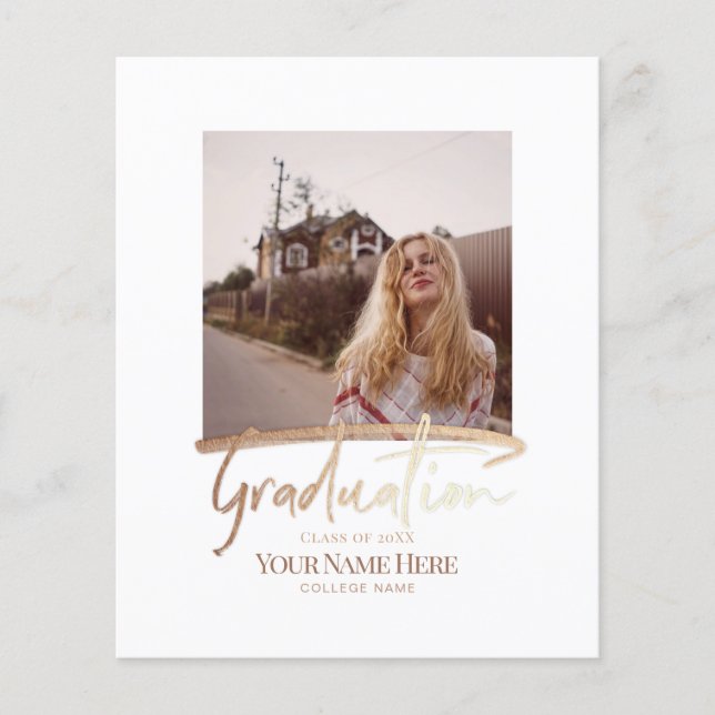Flyer Invitaciones de foto de graduación elegante y mode (Frente)