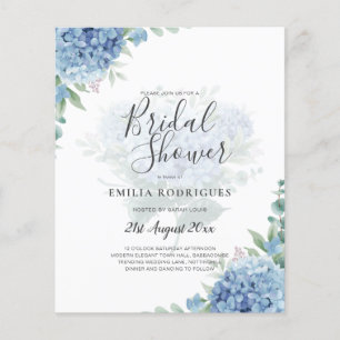 Flyer Invitaciones de Regalo de Boda de Hydrangea Azul M