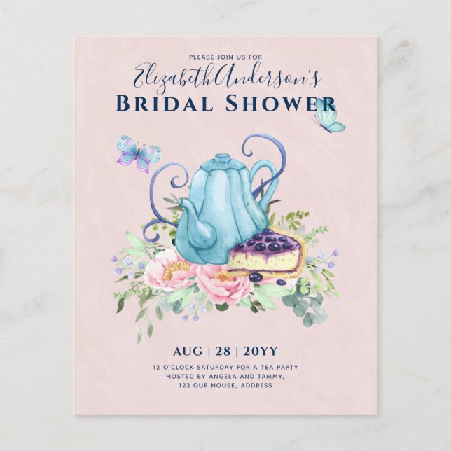 Flyer Invitaciones de té de boda de tetera para la merie (Frente)