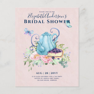 Flyer Invitaciones de té de boda de tetera para la merie