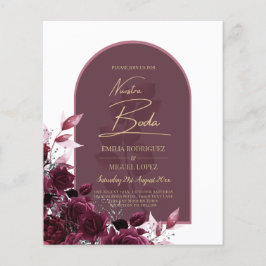Flyer INVITACIONES NUESTRA BODA Wine Red Roses