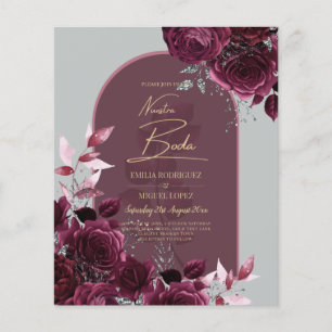 Flyer INVITACIONES NUESTRA BODA Wine Red Roses