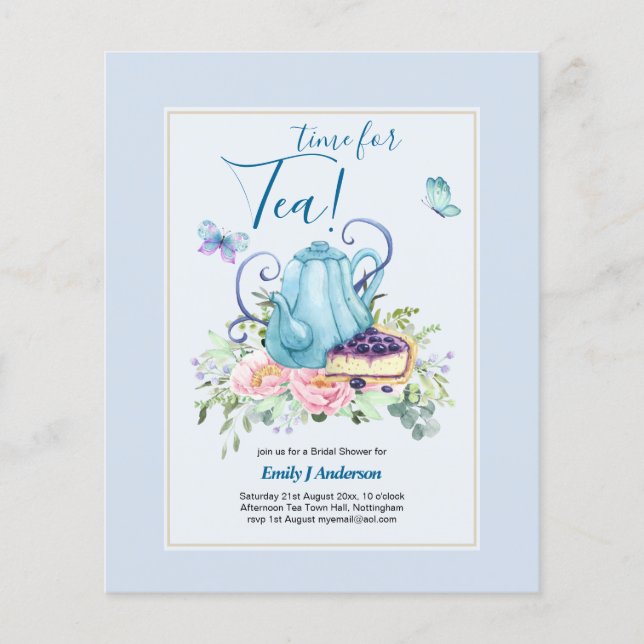 Flyer Invitaciones para Té de Regalo de Novia Tetera Té  (Frente)