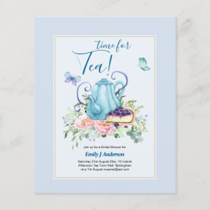Flyer Invitaciones para Té de Regalo de Novia Tetera Té 