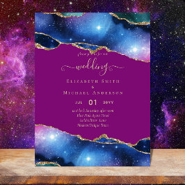 Flyer INVITADO DE LA Boda de Oro rosa Púrpura Azul AGATE