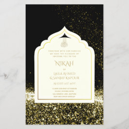 Flyer Invitan a la boda islámica LeahG Black Gold