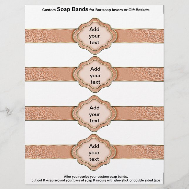 Flyer Jabones con cinta de rosa con lazo naranja 4 por h (Frente)