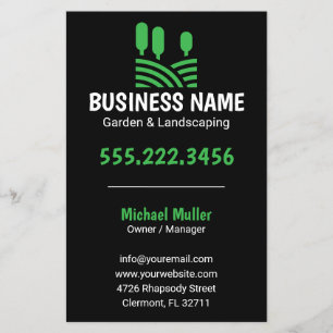 Flyer Jardín paisajismo Árboles verdes jardín de cuidado