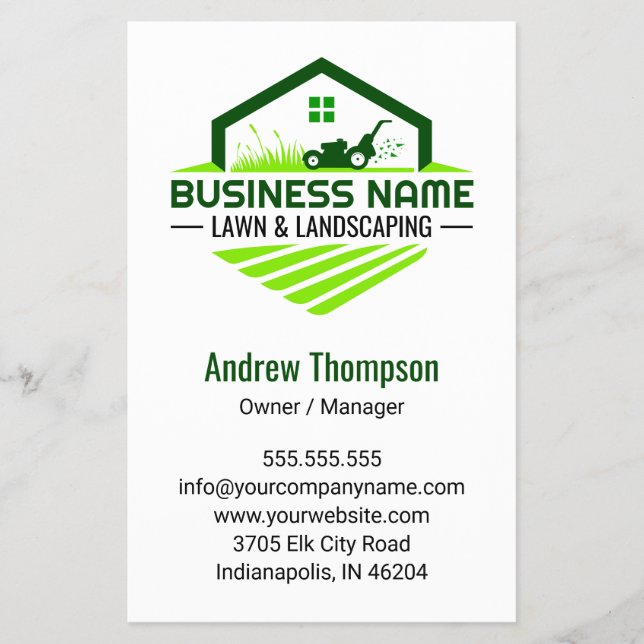 Flyer Jardinería Cuidado de césped paisajismo Grasa Verd (Frente)