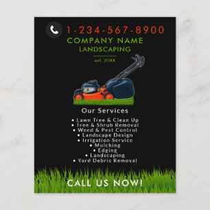 Flyer Jardinería Paisajismo Jardín Césped Cuidado Negro