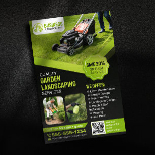 Flyer Jardinería y paisajismo Black & Green Cuidado del 
