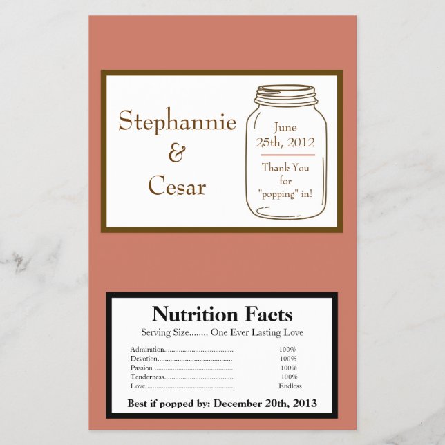 Flyer Jarrones de mason rosados/marrones con envoltura d (Frente)