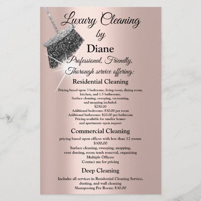 Flyer Jasmine Cleaning Service House Keeping Rose Silver (Frente)