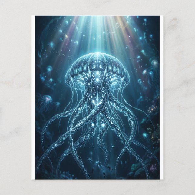 Flyer "Jellyfish Bioluminiscente Moderna en Pedestal de  (Frente)