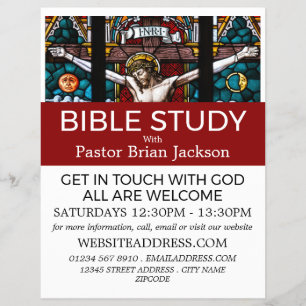 Flyer Jesús en la cruz, anuncio de clase de la Biblia Cr