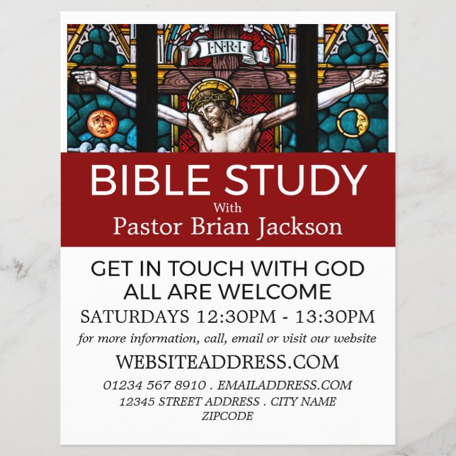 Flyer Jesús en la cruz, anuncio de clase de la Biblia Cr (Frente)