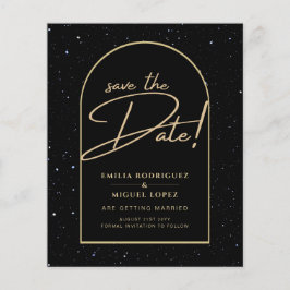 Flyer JET BLACK GOLD Starry Night Wedding SAVE DATE