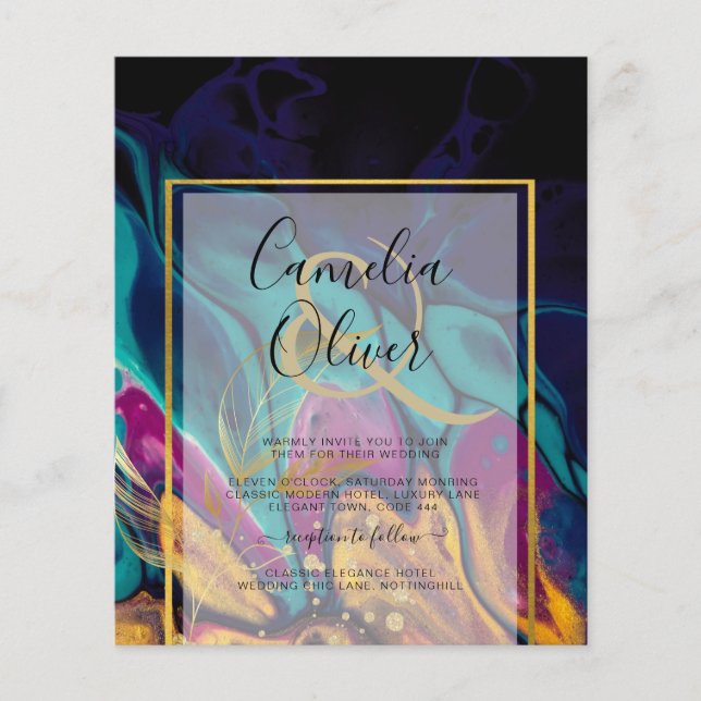 Flyer Jewel Tones BODA INK Plum Purple Marina Verde azul (Frente)