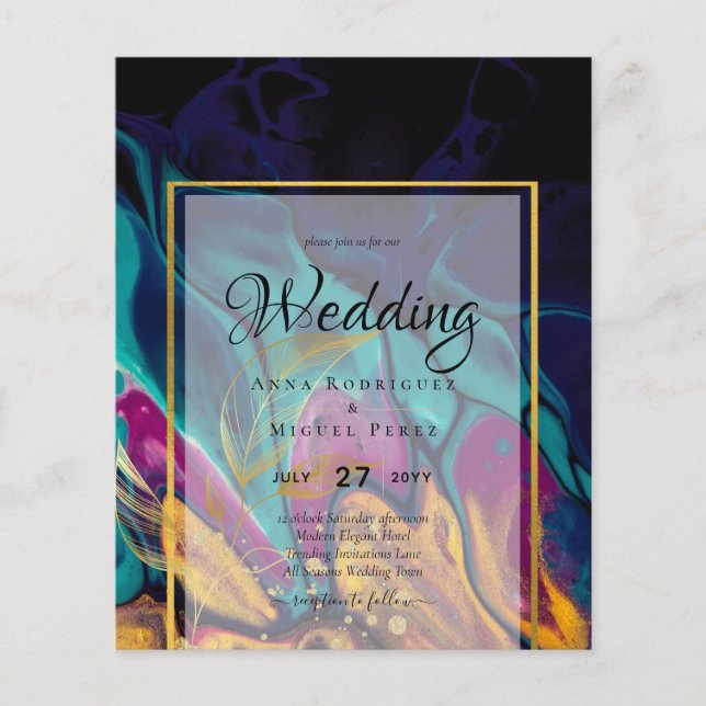 Flyer Jewel Tones BODA INK Plum Purple Marina Verde azul (Frente)