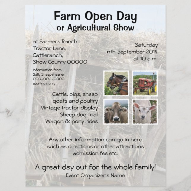 Flyer Jornada de cultivo o espectáculo agrícola (Frente)