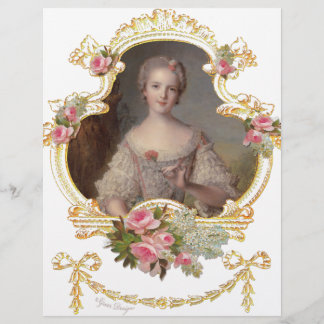 Flyer Joven Reina María Antonieta Tarjetas de Rosas Rosa