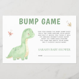 Flyer Juego Baby Shower Bump Cuece Dinosaurio Verde