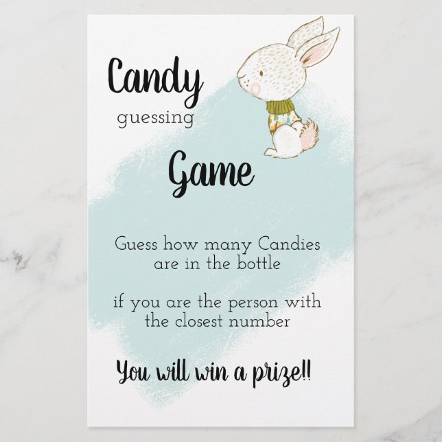 Flyer Juego Baby Shower Bunny - Candy (Frente)