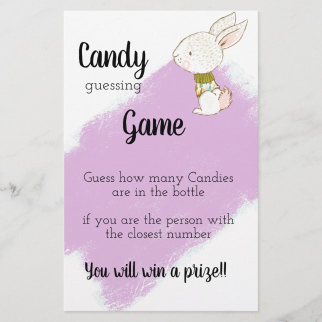 Flyer Juego Baby Shower Bunny - Candy (Frente)