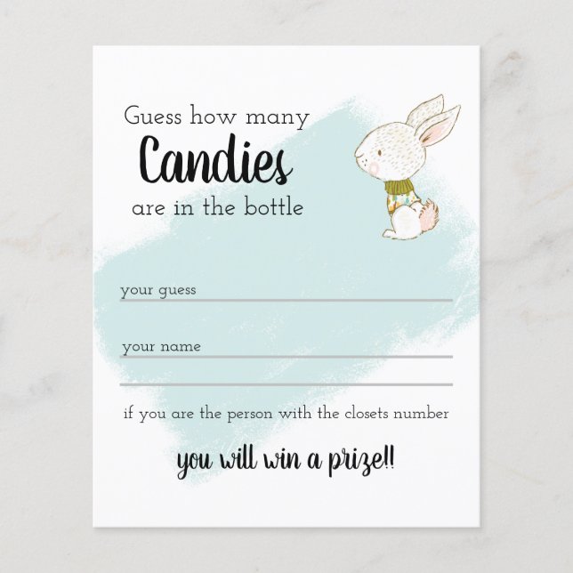 Flyer Juego Baby Shower Bunny - Candy (Frente)