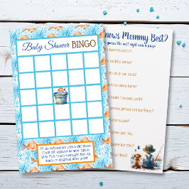 Flyer Juego BINGO de Baby Shower | Tema De Pesca