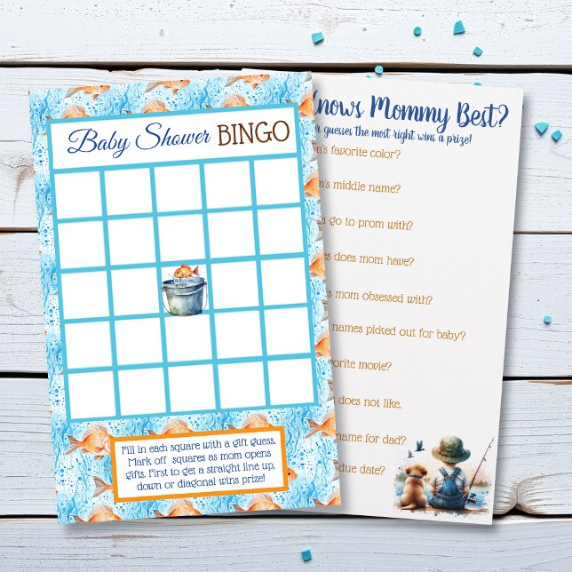 Flyer Juego BINGO de Baby Shower | Tema De Pesca (Subido por el creador)