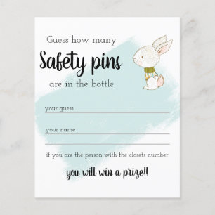 Flyer Juego Bunny Baby Shower - Pins de seguridad