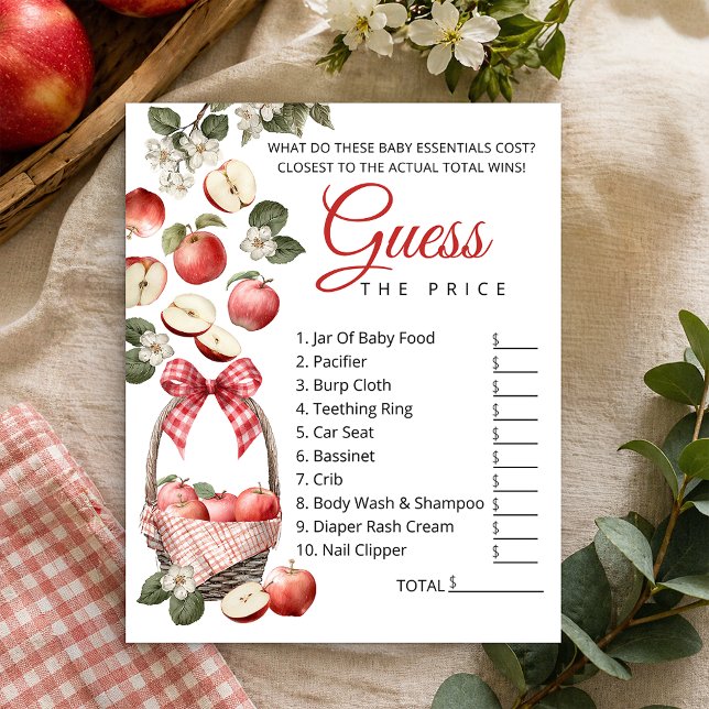Flyer Juego de adivinanza del precio para baby shower de (Guess The Price - Baby Shower Game)