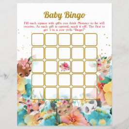 Flyer Juego de Baby Shower "Animal Baby Bingo" Y "Name R