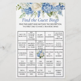 Flyer Juego de Baby Shower Blue Hydrangea Floral Guest B