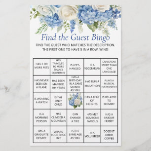 Flyer Juego de Baby Shower Blue Hydrangea Floral Guest B