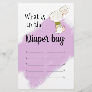 Flyer Juego de Baby Shower Bunny - Bolsa de pañales