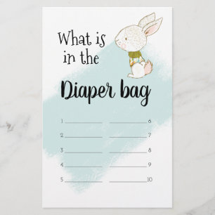 Flyer Juego de Baby Shower Bunny - Bolsa de pañales
