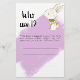 Flyer Juego de Baby Shower Bunny - Cómo estoy mamá y pap