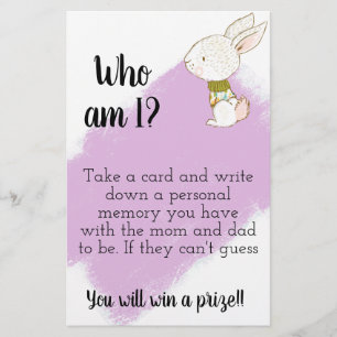 Flyer Juego de Baby Shower Bunny - Cómo estoy mamá y pap