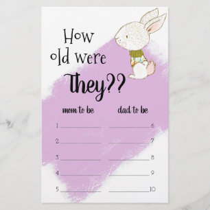 Flyer Juego de Baby Shower Bunny - Cuántos años tienen
