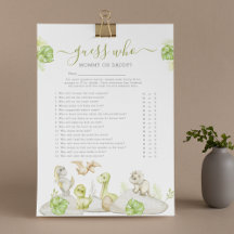 Juego de Baby Shower de 'Adivina Quién' de Dinosau