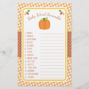 Flyer Juego de Baby Shower de calabaza de otoño - Word S