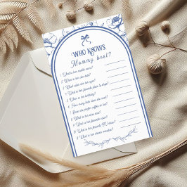 Flyer Juego de Baby Shower de color azul floral con orna