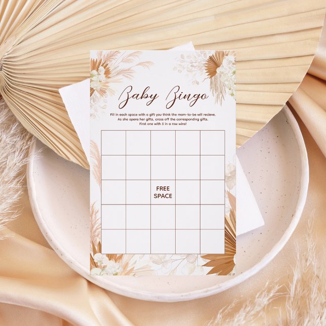 Flyer Juego de Baby Shower Neutral Pampas Grass BINGO (Subido por el creador)