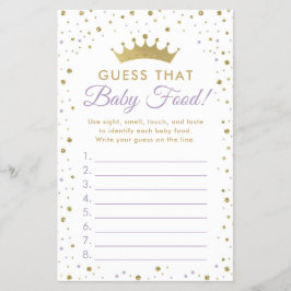 Flyer Juego de Baby Shower para adivinar la comida del b
