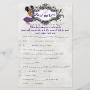 Flyer Juego de Baby Shower Princesa Blanca Morada