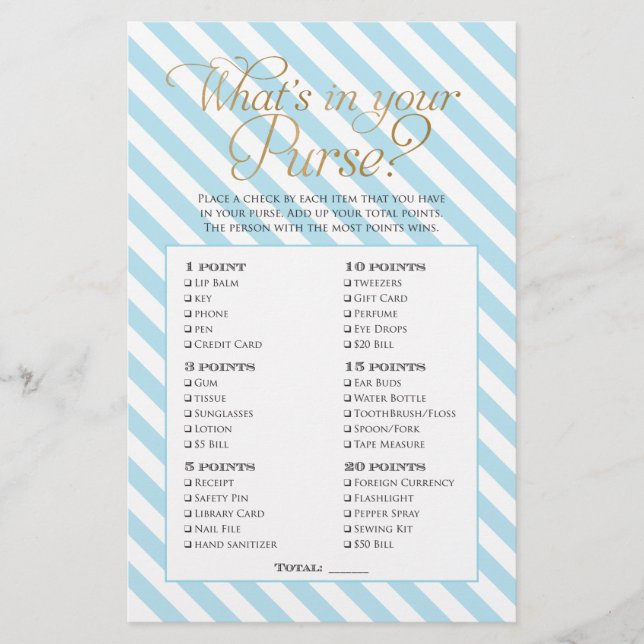 Flyer Juego de Baby Shower Purse (Frente)