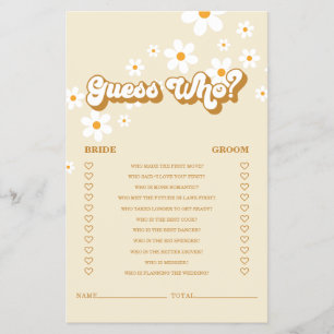 Flyer Juego de baby shower Retro Daisy para novias